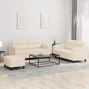 vidaXL Set Divani 3 pz con Cuscini Beige in Tessuto Microfibra