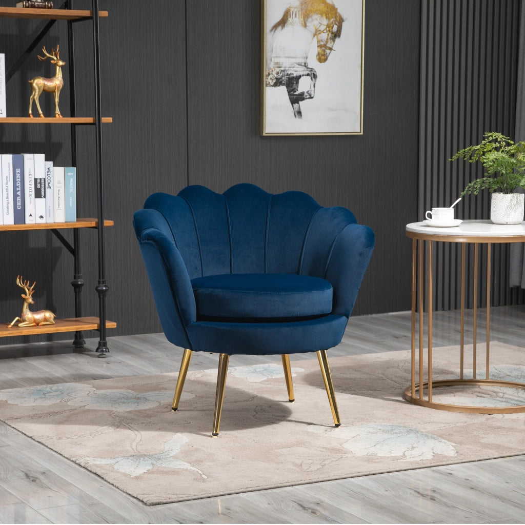 EasyComfort Poltrona a Conchiglia, Poltroncina Vintage, Poltroncina da Camera e Salotto, Design Elegante, con Schienale Alto, 76x67x74cm, Blu
