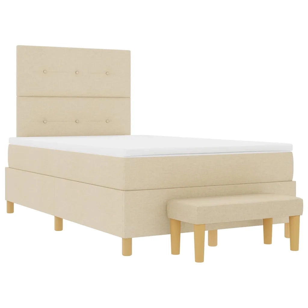 Letto a molle con materasso Crema 120 x 200 cm Tessuto
