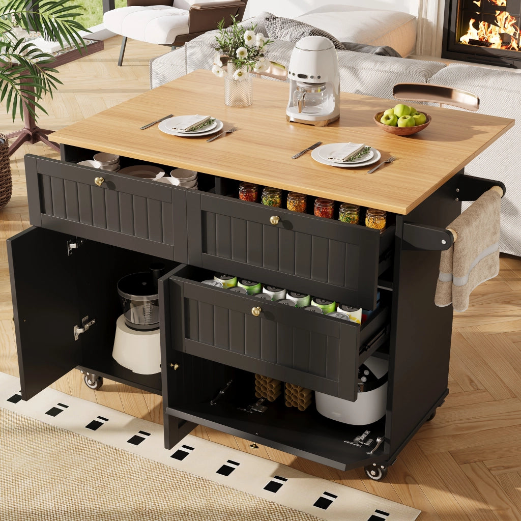 CARRELLO CUCINA 133x37,3x88 cm MDF Nero