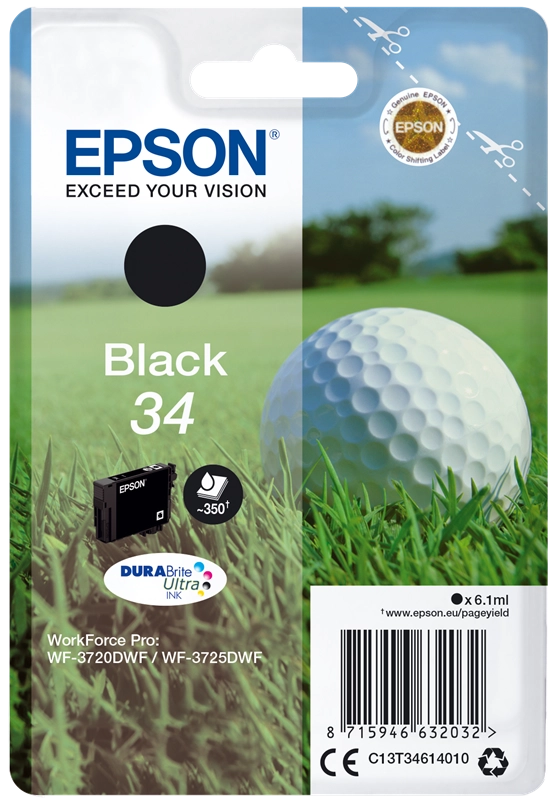 Epson Golf ball Singlepack Black 34 DURABrite Ultra Ink