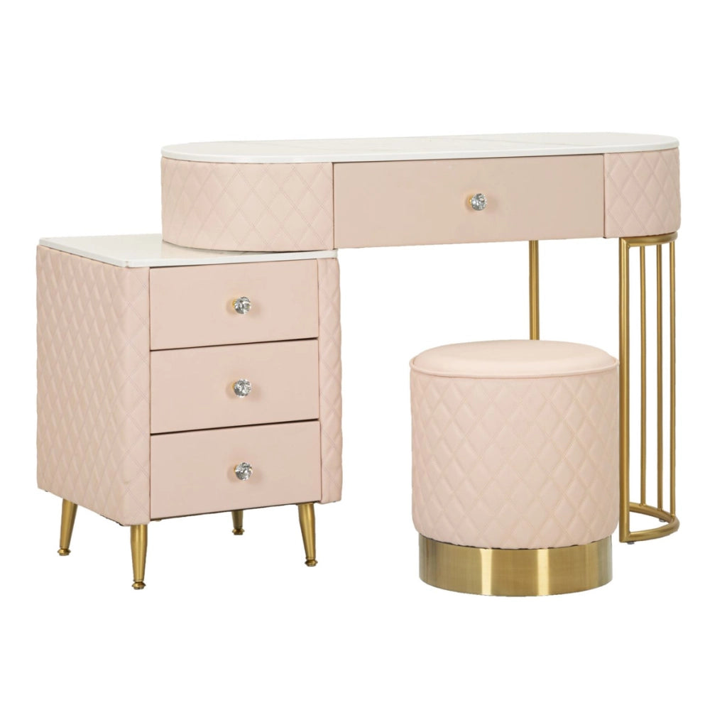 Consolle Trucco VKH22, Rosa, Legno, 120x40x75 cm