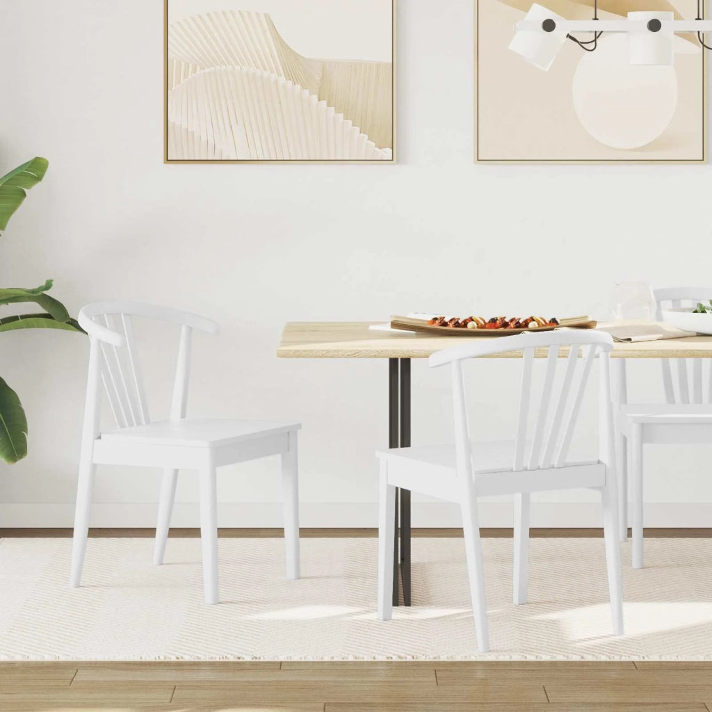 Sedia da pranzo 2 pz | Sedie da cucina Bianco Legno di gomma massiccio