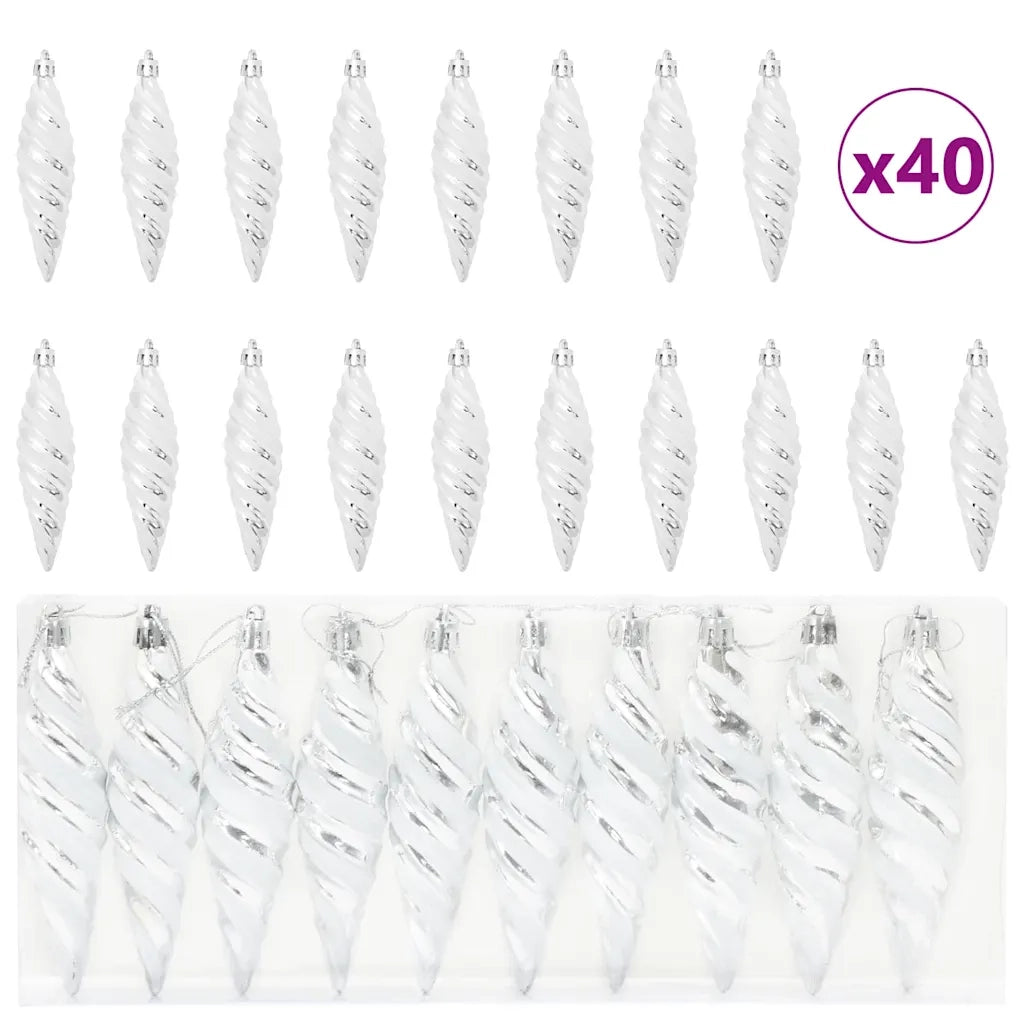 Palla a spirale di Natale 40 pz Argento Plastica CFW2901774