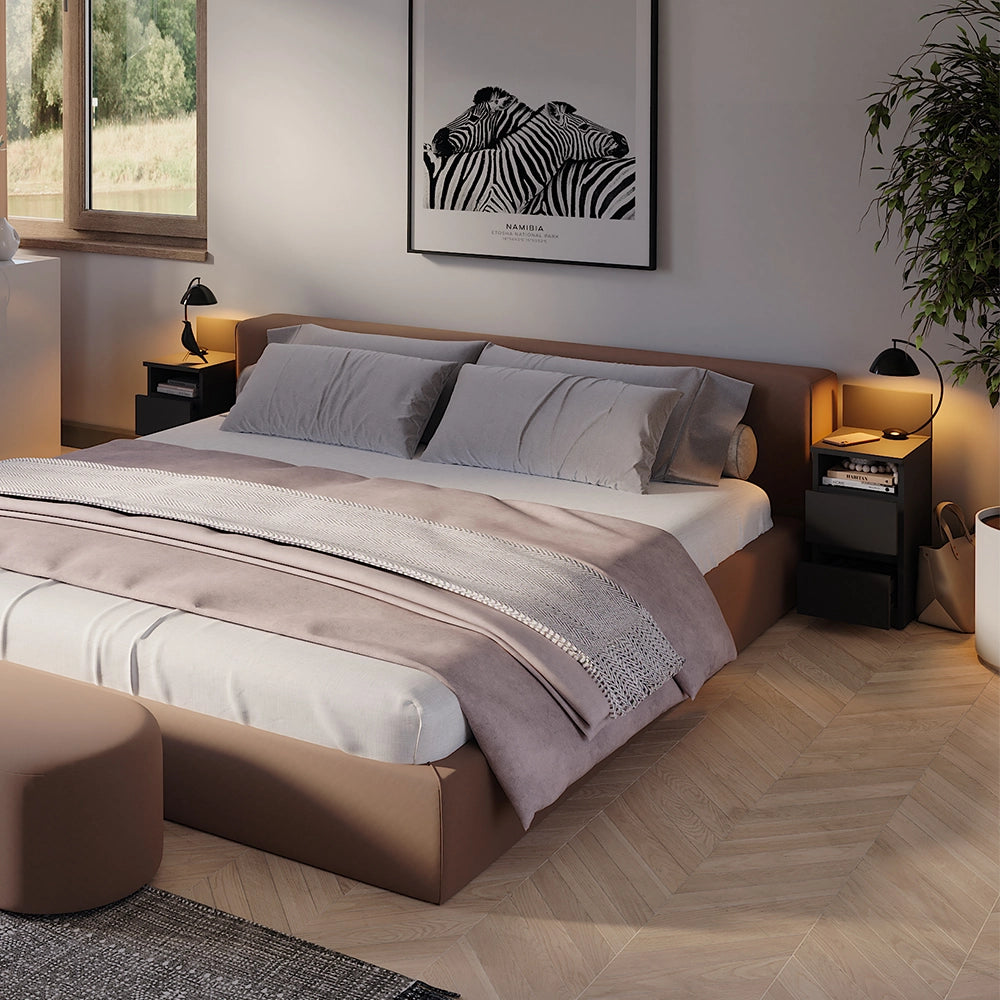 Vicco Comodino camera da letto Nero 25 x 59.1 cm con 2 cassetti