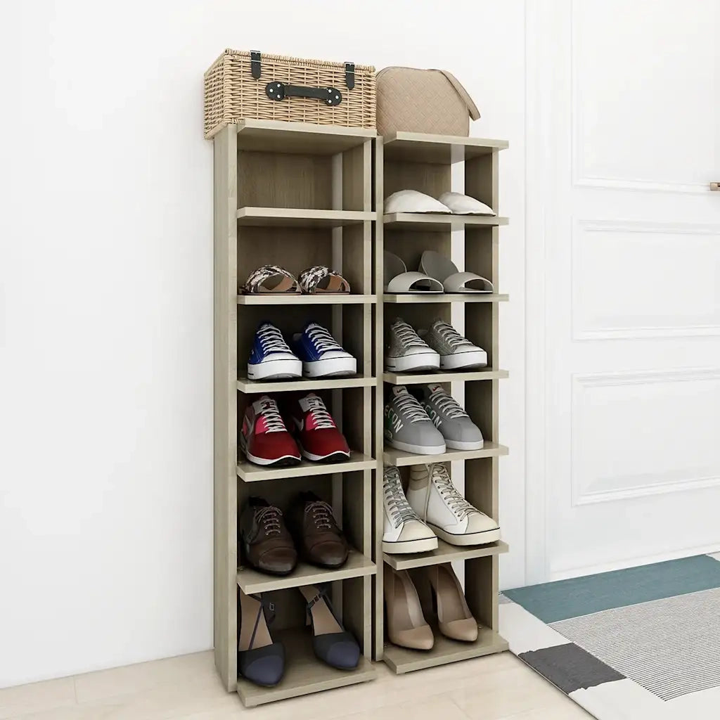 Scarpiere 2 pz-Set di 2 Scaffale per scarpe Rovere sonoma 27,5x27x102 cm