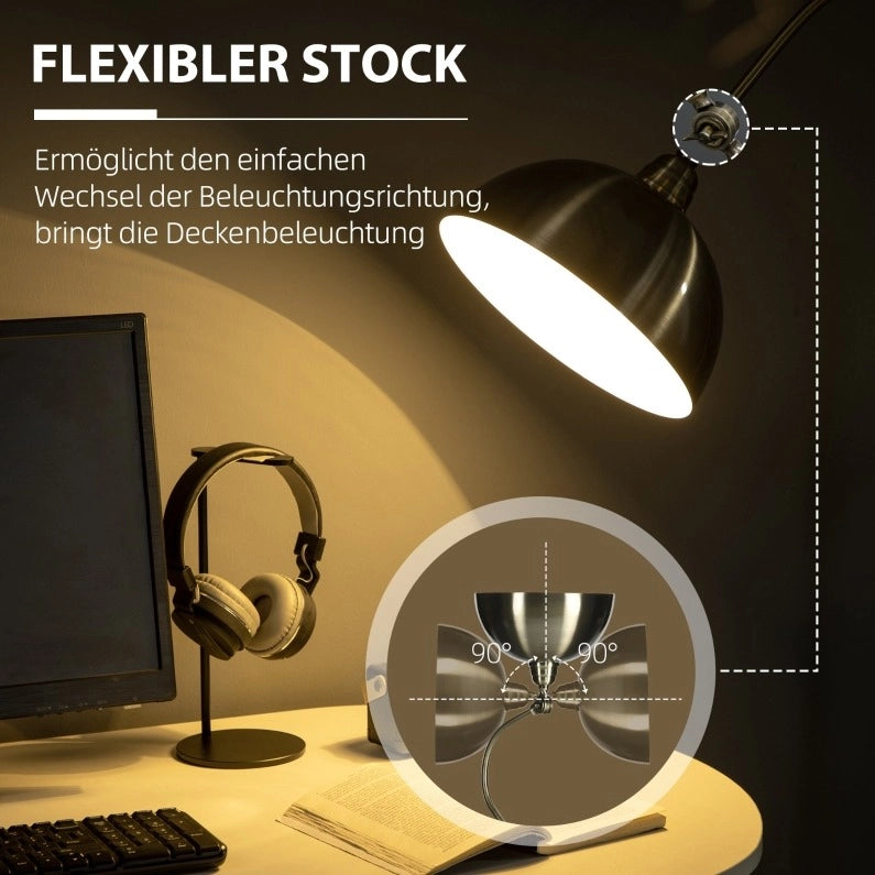 Lampada da terra retrò in metallo bronzo con stelo orientabile E27