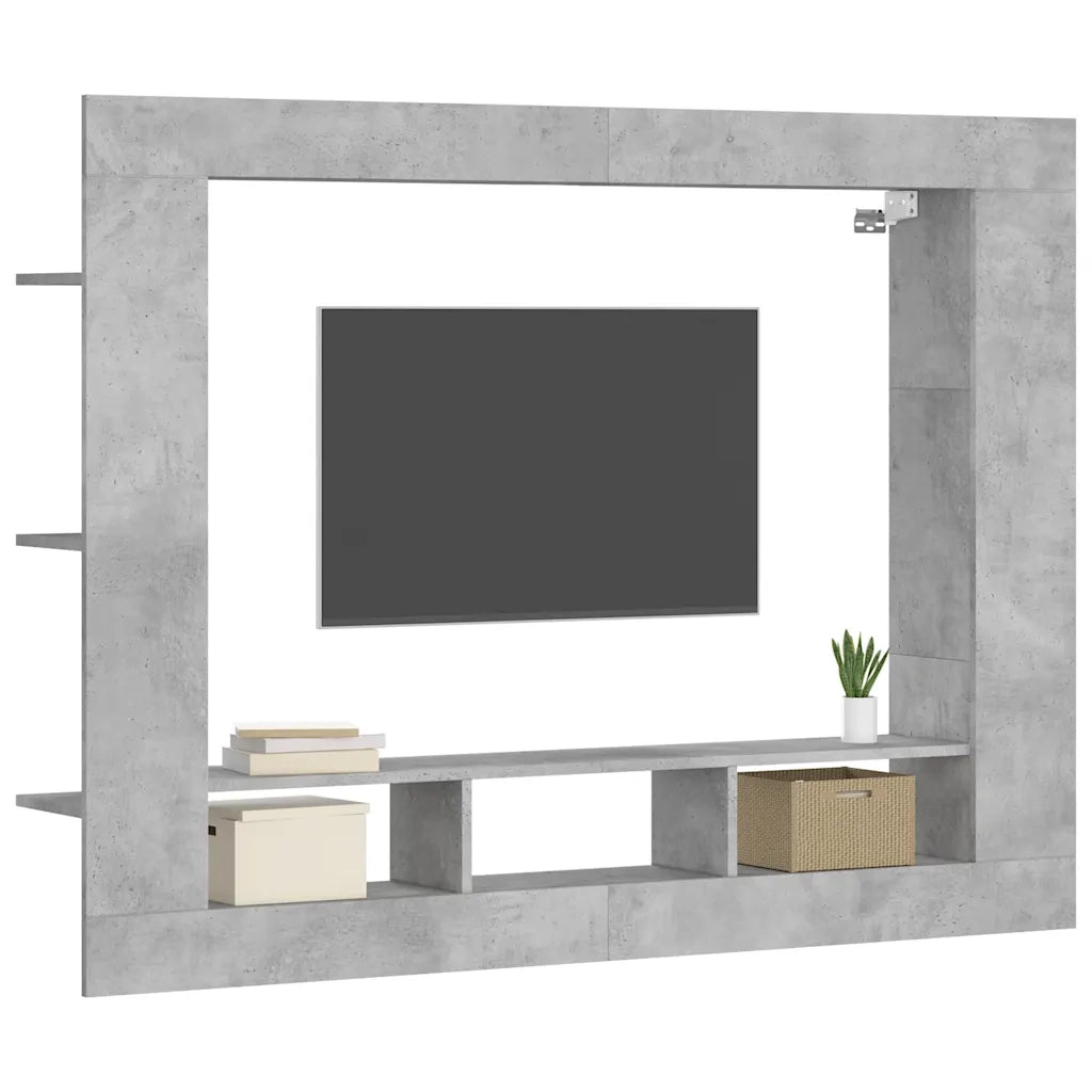 Mobile Porta TV Grigio Cemento 152x22x113 cm Legno Multistrato 833725