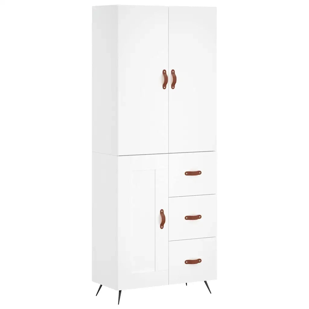 Credenza-Buffet-Armadio da cucina Bianca 69,5x34x180 cm in Legno Multistrato 671746