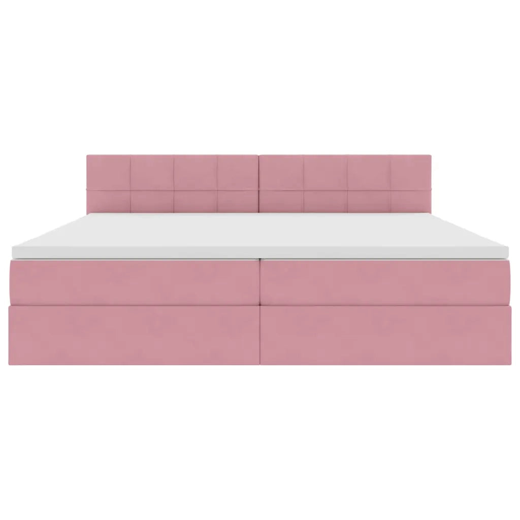 Letto con contenitore LED e materasso Rosa 200 x 200 cm Velluto