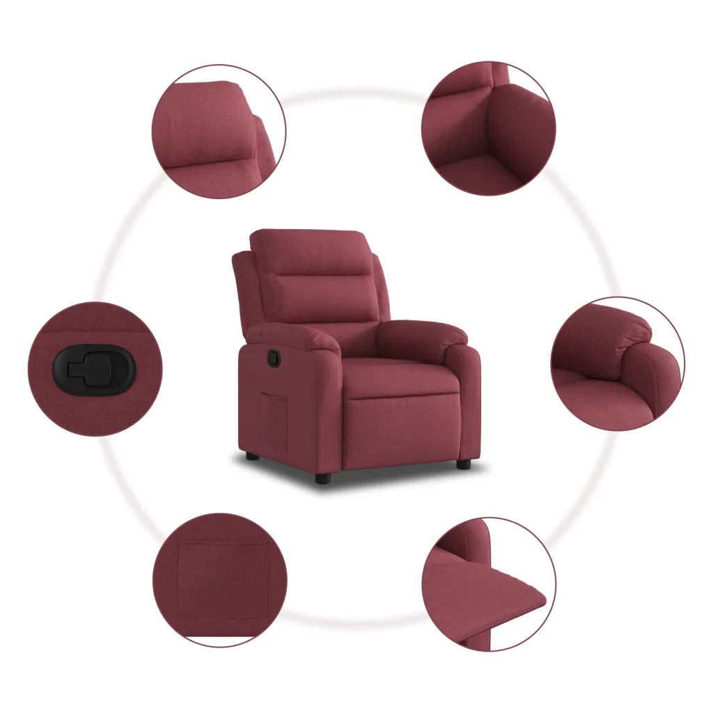 Poltrona Reclinabile in Tessuto Rosso Vino 373465