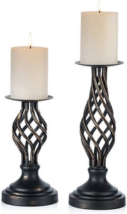 Set di candele in stile vintage da 2 pezzi - Stand per candele multifunzionale per stompkaars - Centerpiece romantico - Altezza 22cm/29cm