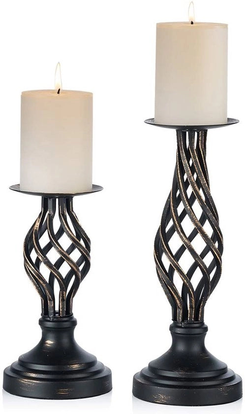 Set di candele in stile vintage da 2 pezzi - Stand per candele multifunzionale per stompkaars - Centerpiece romantico - Altezza 22cm/29cm