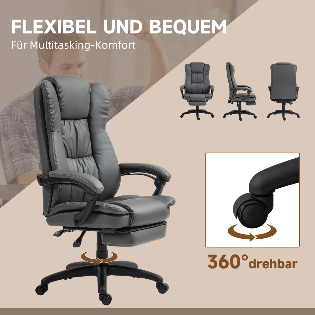 Sedia da ufficio ergonomica con poggiapiedi e massaggio ¨C Xylo ¨C similpelle grigio scuro