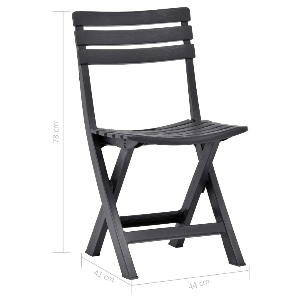 Sedie da Giardino Pieghevoli 2 pz in Plastica Antracite 48787