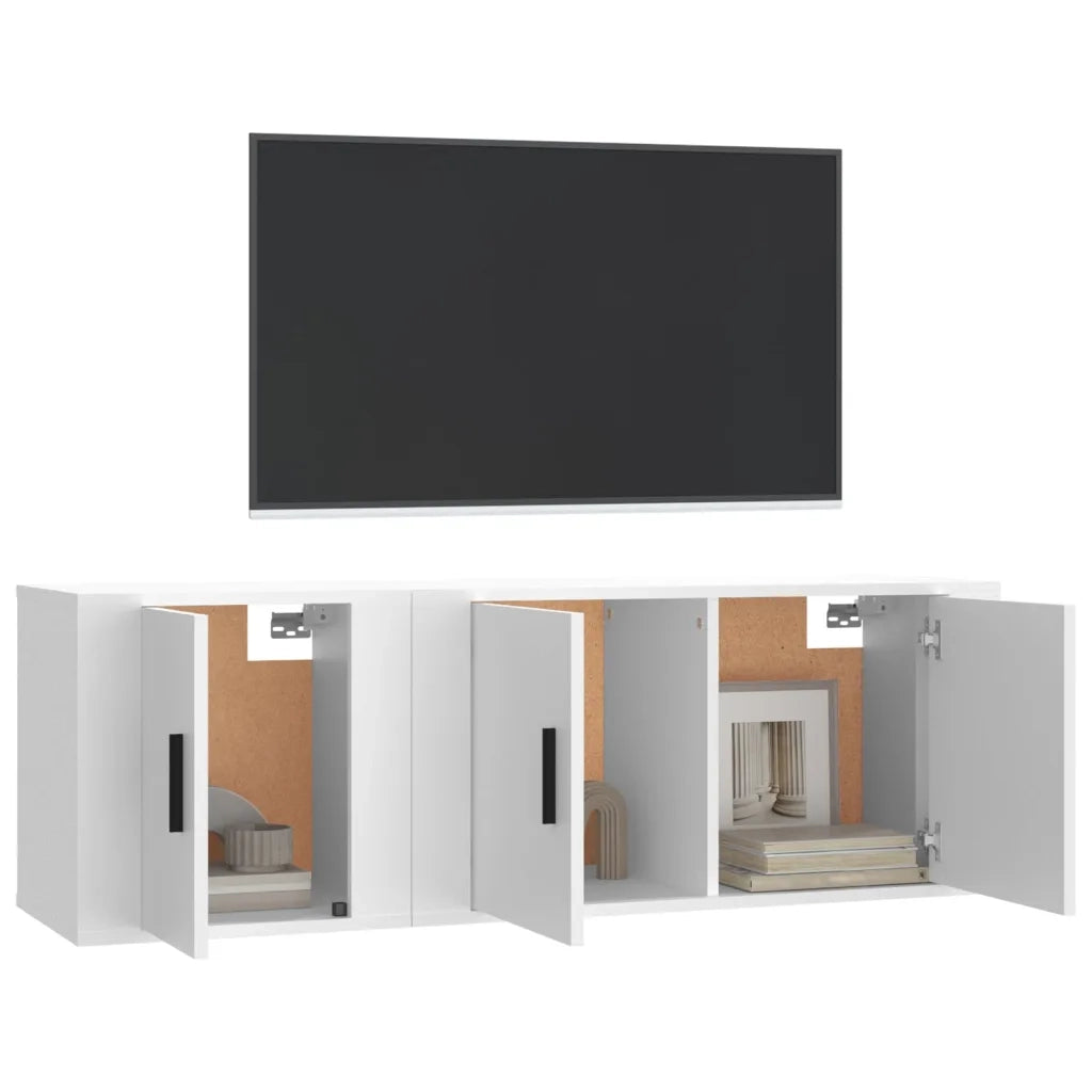 Set di Mobili Porta TV 2 pz-Set di 2 Credenza per TV Bianco in Legno Multistrato 766760