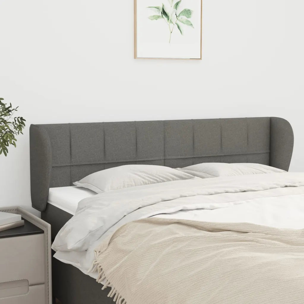 Testiera | Testata ad Orecchio Grigio Scuro 147x23x78/88 cm in Tessuto