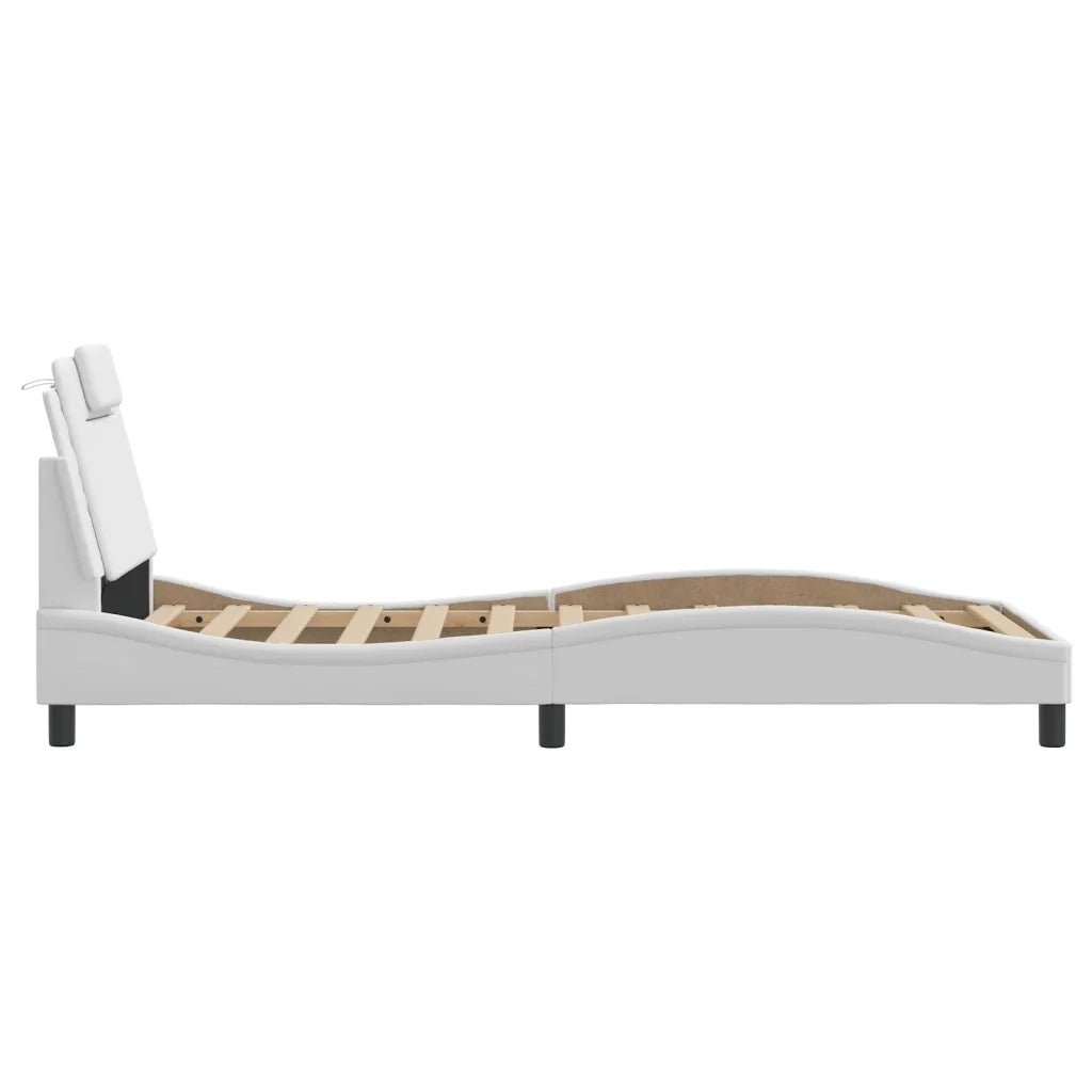 Giroletto Viana con LED senza Materasso-Struttura Letto Bianco 80x200 cm