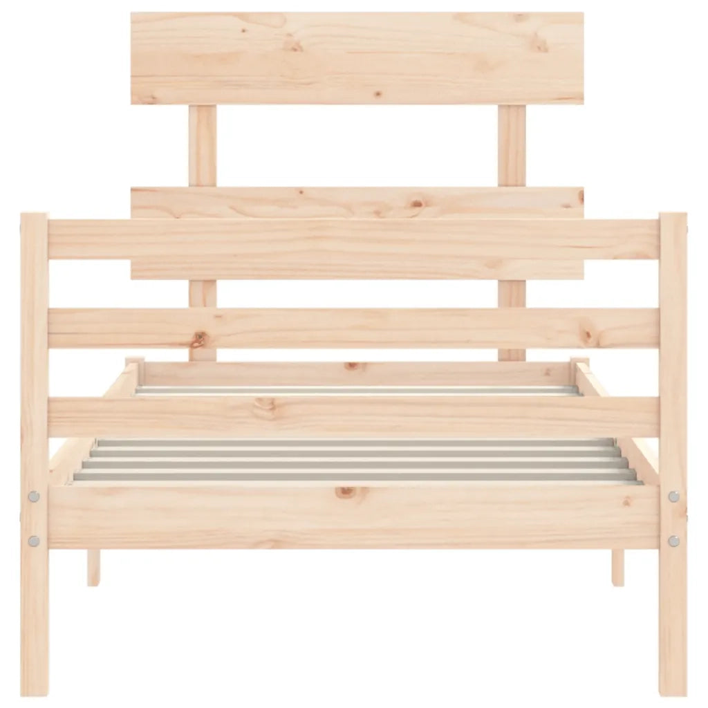 Giroletto con Testiera-Struttura Letto con testiera 90x200 cm in Legno Massello 569202