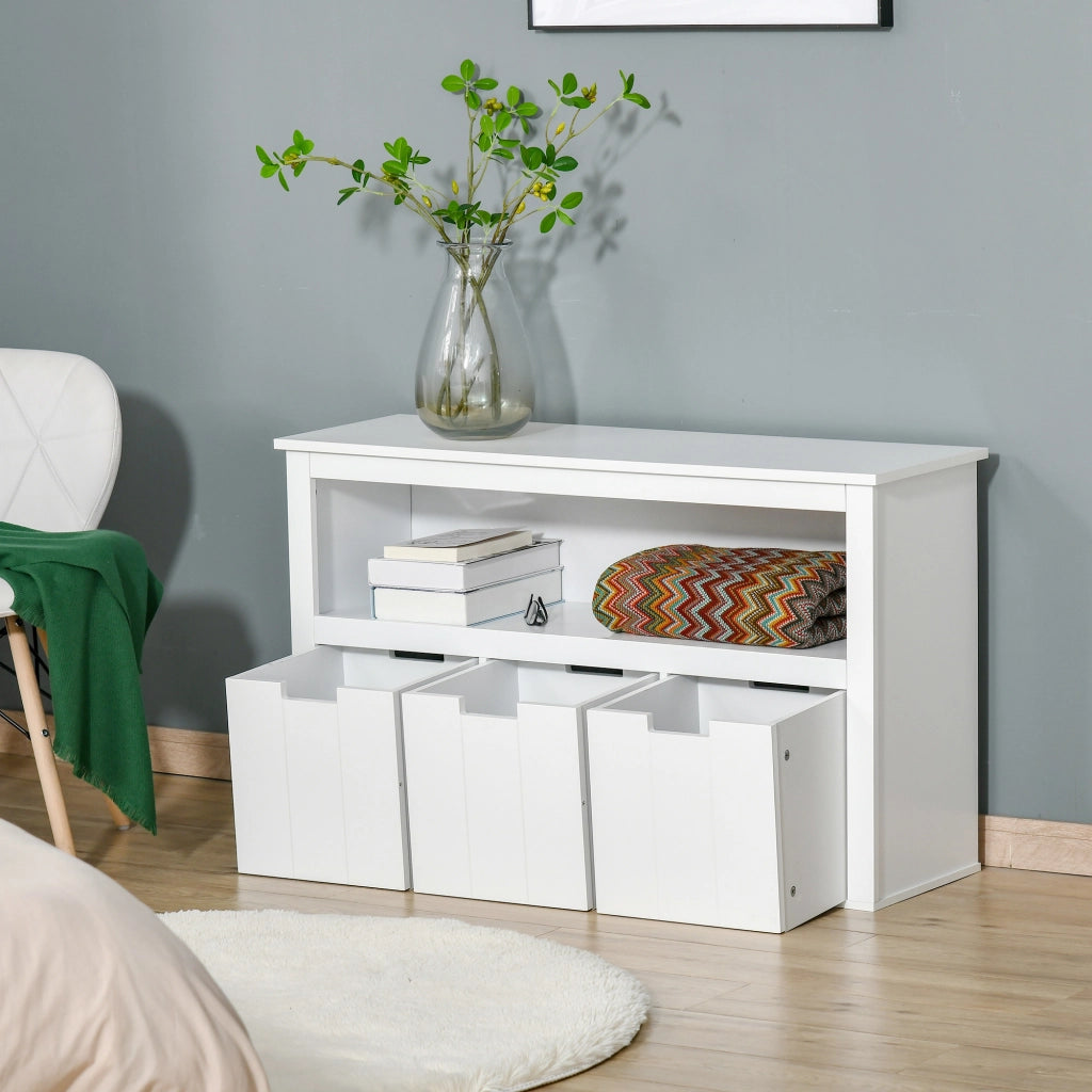 Armadio con 3 cassetti e ripiani aperti ¨C zephmum ¨C 102x33x61,5 cm bianco