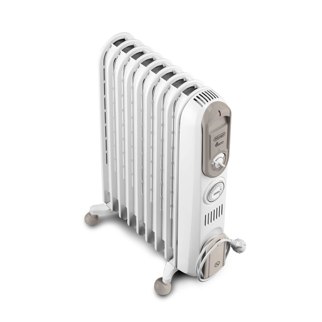 De'Longhi V550918T.WB Serie Vento Radiatore ad Olio 9 Elementi 1800W Timer Antigelo per ambienti fino a 54 m² colore Bianco