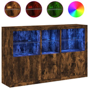 Credenza | Madia | Buffet da pranzo | Armadio da pranzo con Luci LED Rovere Fumo 162x37x100 cm