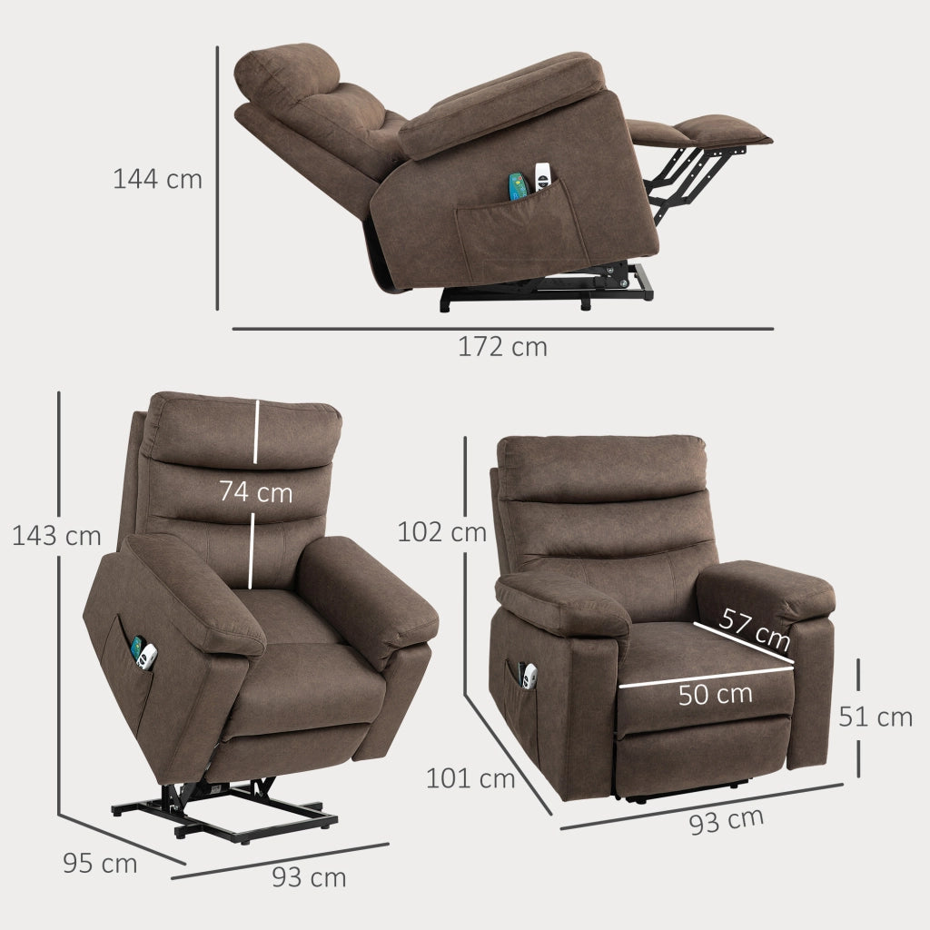 EasyComfort Poltrona Alzapersona Reclinabile Massaggiante e Riscaldante con Doppio Motore, Marrone Scuro