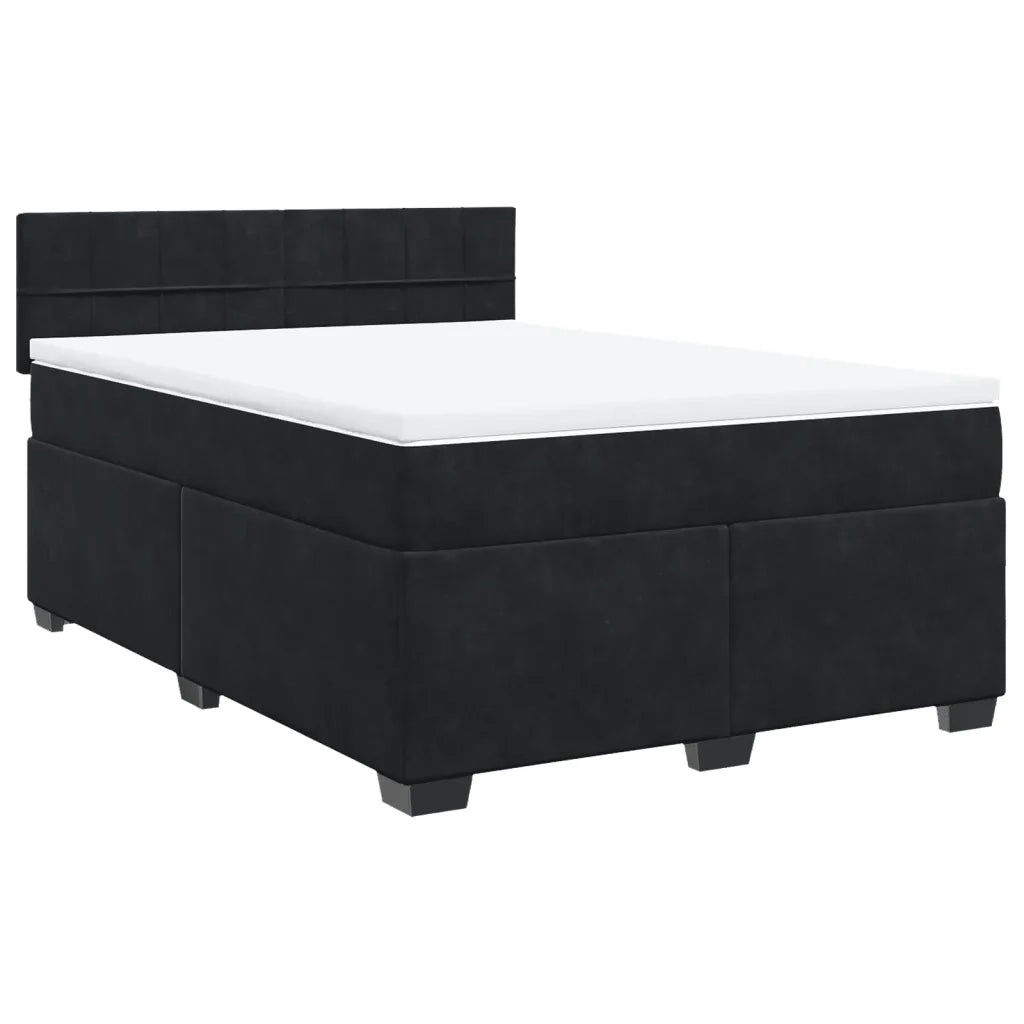 Giroletto a Molle con Materasso Nero 140x190 cm in Velluto 3288608
