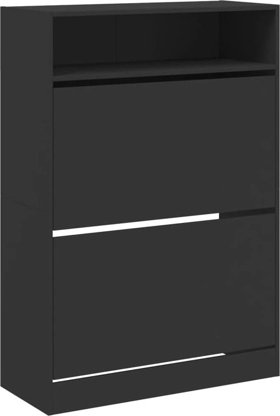 Cassettiere con 2 ante ribaltabili 80x34x116 cm - Nero