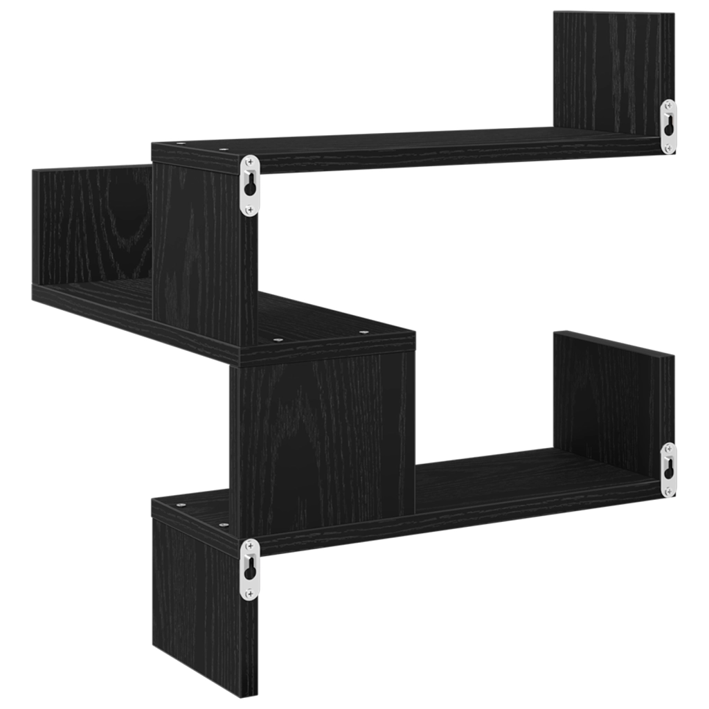 Mensole  2 pz Nero Rovere 40x40x49,5 cm Legno ingegnerizzato