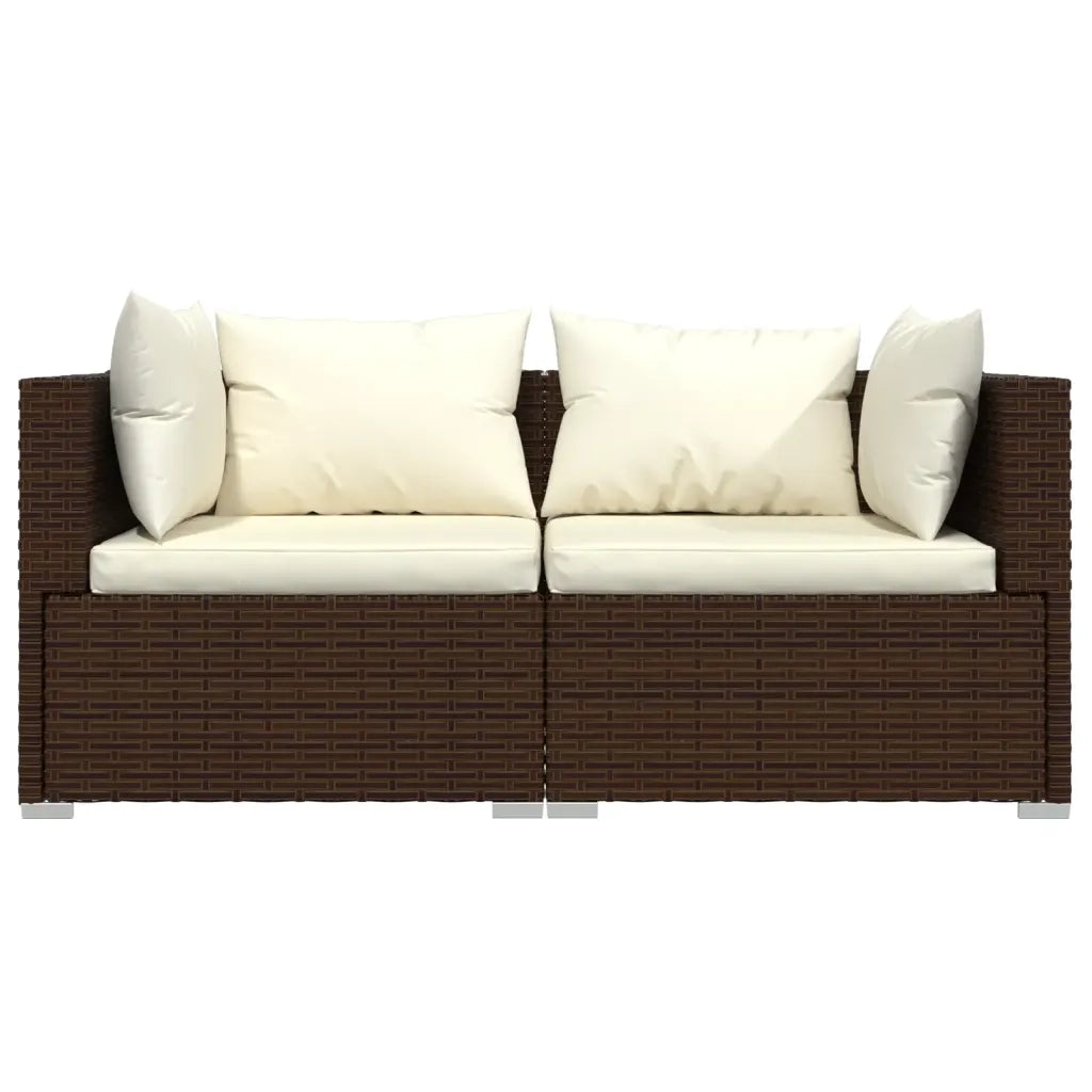 Set Divani da Giardino 3 pz con Cuscini in Polyrattan Marrone 317505