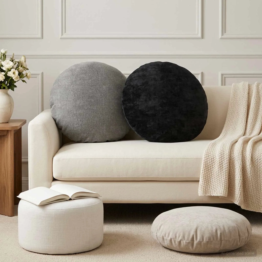 Federa 6 pz HEERLEN Antracite Ø 60 cm Tessuto Chenille 922954