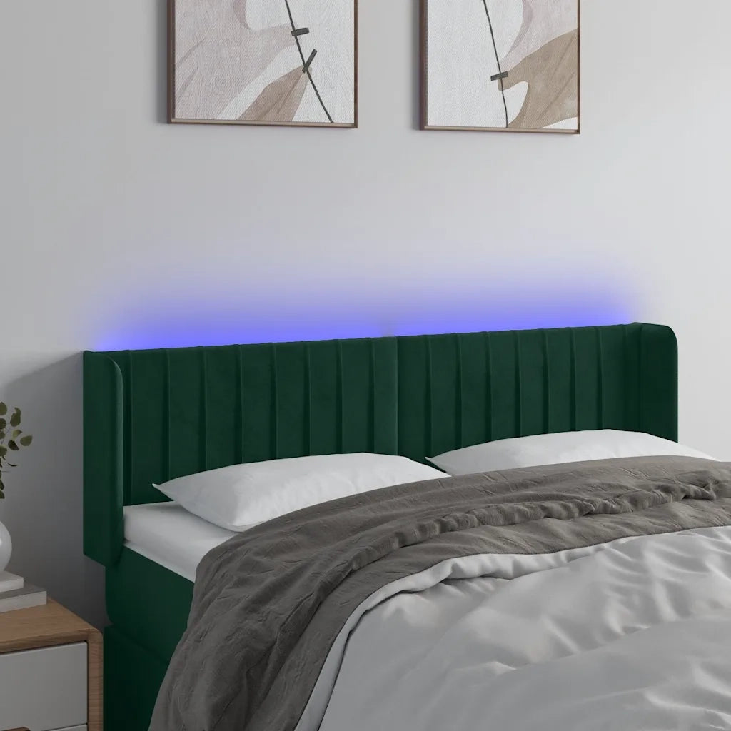 Testiera a LED Verde Scuro 147x16x78/88 cm in Velluto