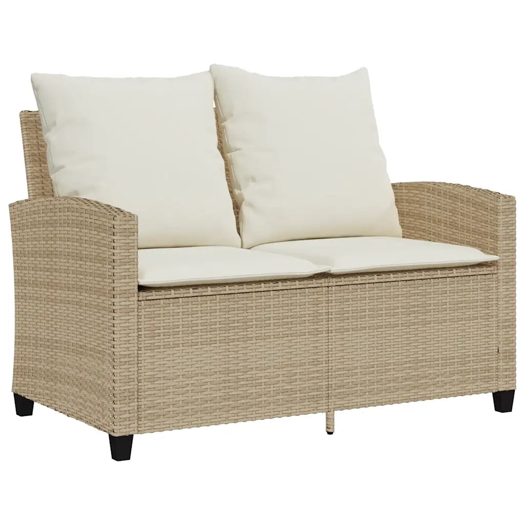 vidaXL Divano Giardino 2 Posti con Cuscini e Tavolo Beige Polyrattan