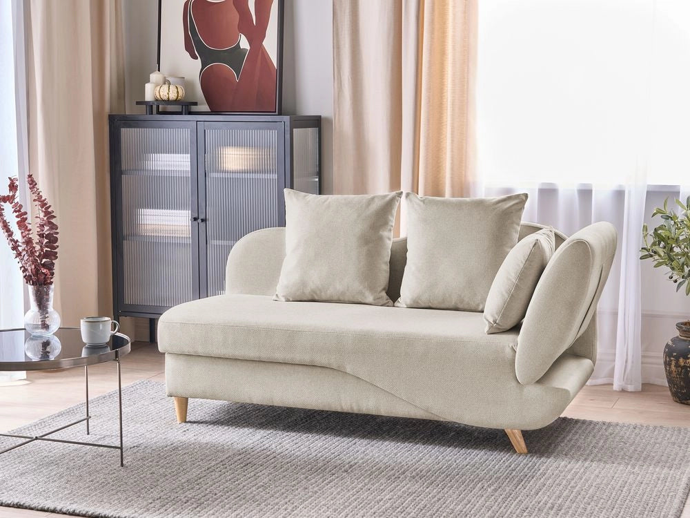 Chaise Longue in tessuto beige lato destro con contenitore stile moderno glamour salotto camera da letto