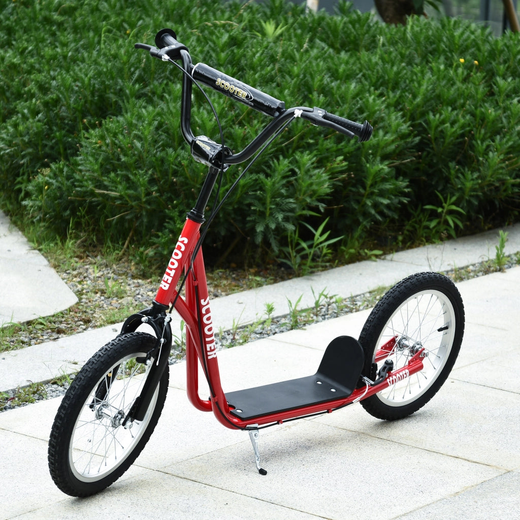 Monopattino per Bambini e Ragazzi ¨C Xylo ¨C Ruote 16' Gomma Gonfiabile, Manubrio Regolabile, Doppio Freno, Rosso