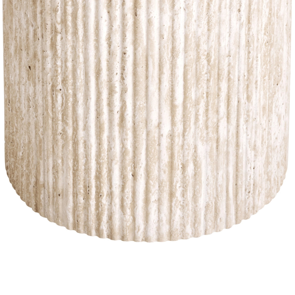 Tavolino con piano in MDF impiallacciato Base in pietra ø 50 cm Beige Design moderno Soggiorno