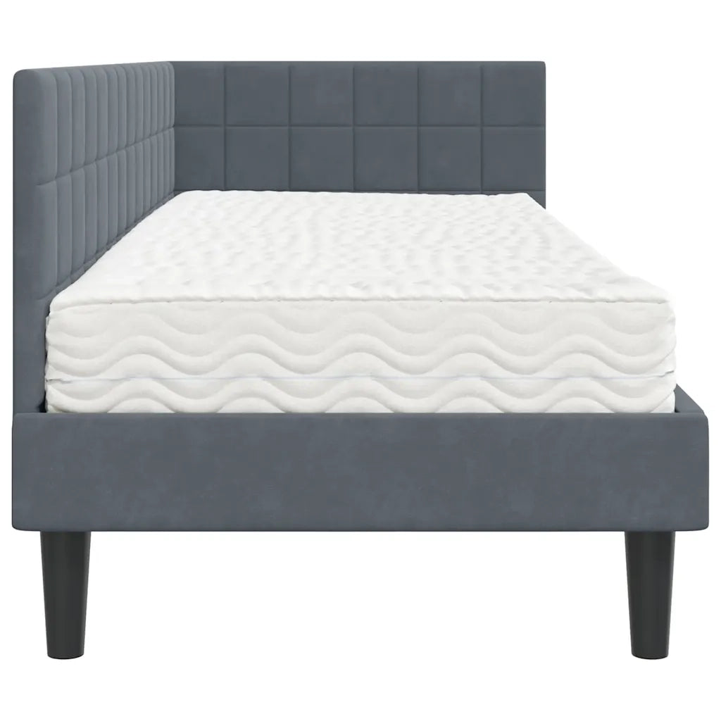 Letto singolo | Letto per adulti | Struttura Letto Angolare con Materasso 2 pcs Grigio Velluto