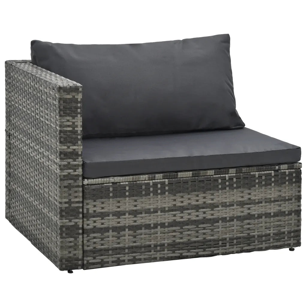 Set Divani da Giardino 5 pz con Cuscini in Polyrattan Grigio 47814