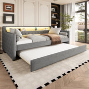 Letto a scomparsa con luci LED, USB e rete a doghe, grigio, 90 x 200 cm