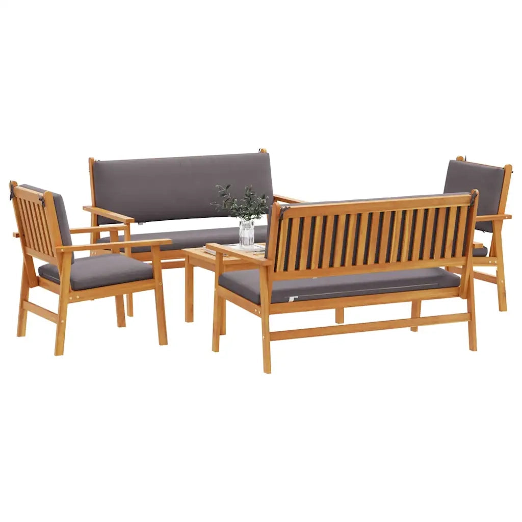 Set Divano da Giardino 5 pcs Marrone Legno di Acacia Massello 3331814