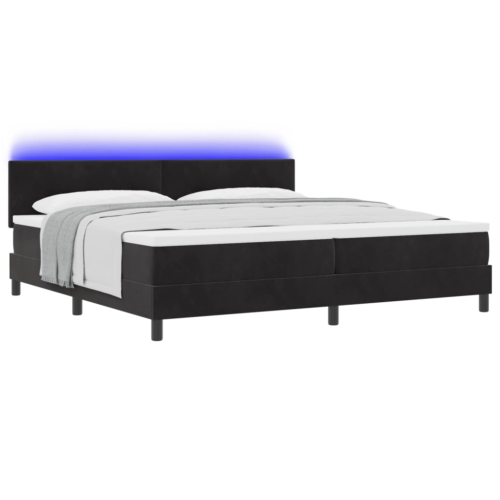 Letto con Box Spring e Materasso & LED Nero 200x200 cm Velluto
