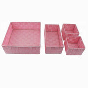 Trade Shop - Set 4 Pezzi Contenitori Rosa Scatola In Tessuto Organizer Porta Oggetti 79065 -
