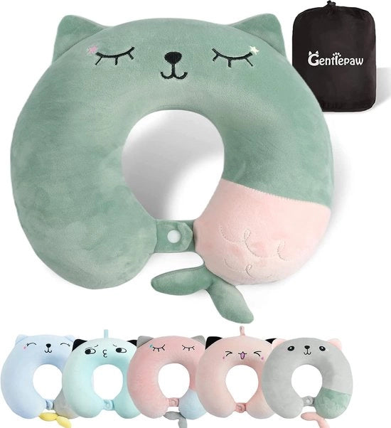 Traagschuim cuscino per adulti e bambini - Cuscino a U per casa, ufficio, campeggio, viaggio - Verde