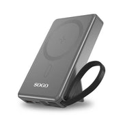 Power bank magnetico wireless 10000 mAh, ricarica Qi 15W e USB-C, compatibile MagSafe, con cavo integrato - SOGO