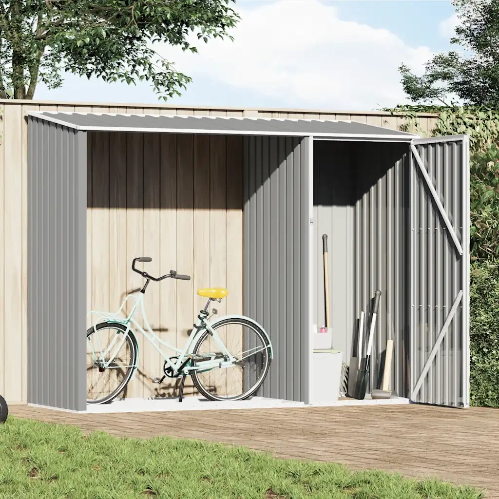 Capanno per Legna Grigio 245x98x159 cm in Acciaio Zincato 46294