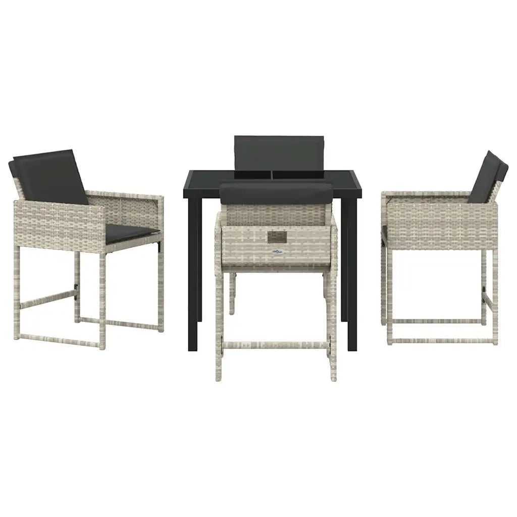 Set da Pranzo per Giardino 5 pcs Grigio chiaro polyrattan