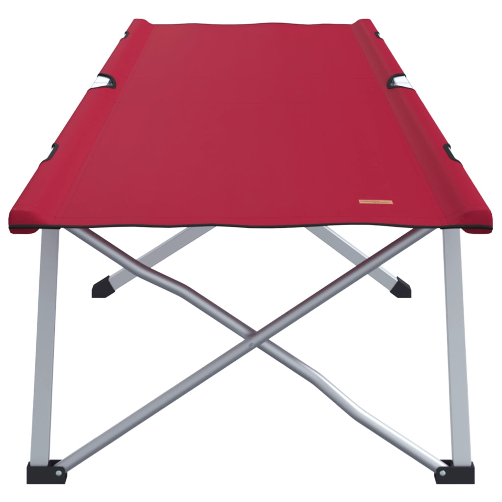 Letto Pieghevole da Sdraio Rosso Metallo, Tessuto Standard