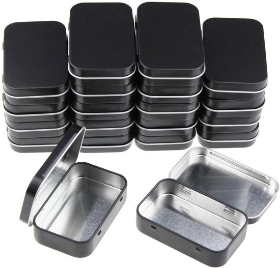 Set di contenitori in acciaio di 20 pezzi - Rettangolare - Leggero - Nero - Contenitore a cardini - Acciaio inossidabile - Dimensioni 95 x 62 x 20 mm - Contenitore per magazzino