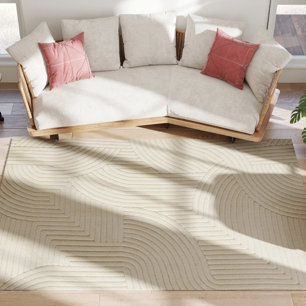 Tappeto Moderno Salone ¨C zephmum ¨C Pelo Corto Antiscivolo Crema 230x160 cm